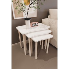 Ed Pet Dizayn 3'lü Zigon Sehpa Takımı – Modern Bayrak Zigon Sehpa, Ahşap Ayaklı Sehpa, – Iç Içe Geçen Çok Amaçlı Sehpa Seti, Salon Sehpası, Yan Sehpa