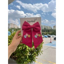 Asyakuş Balon Nakışlı Pembe Kuyruklu Fiyonk Otomatik Toka
