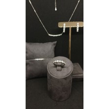 Lunel Silver 925 Ayar Gümüş Taşlı Takı Seti - Kolye, Küpe ve Yüzük Kombini (12,28GR.)