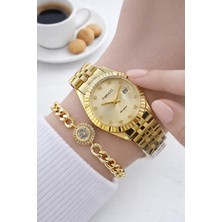 Ferrucci Çelik Kordon 2 Yıl Garantili 3 Atm Suya Dayanıklı Kadın Kol Saati+Bileklik F.EM03591.6