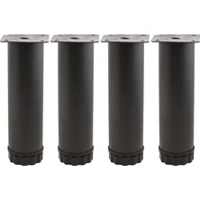 Hepta Collection BADEM10 4 Adet Mobilya Kanepe Baza Koltuk Metal Destek Ayağı Ayarlanabilir 15 cm Siyah Metal Yükselt