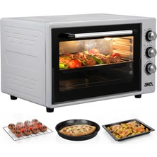 Akel AF950L 50 Lt Gri Midi Fırın, İç Aydınlatmalı, Zaman Ayarlı, Izgara ve Fırın Fonksiyonlu, 2 Tepsi, 1 Tel Izgara