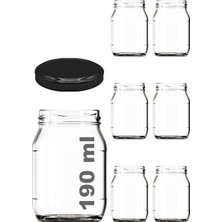 Hepta Collection 190 ml Şeffaf Kavanoz 190 cc Konserve Metal Kapaklı Cam Kavanoz 6 Adet