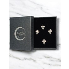 Lunel Silver Baget Taşlı 925 Ayar Gümüş Fiyonk Model Takı Seti – Kolye Ucu, Küpe ve Yüzük