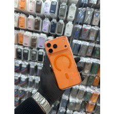 Bilişim Akademi iPhone 17 Pro Max Sert Kılıf Sararmaz Magsafe Slim Pc Mika Yanları Renkli Plastik Ince - Turuncu