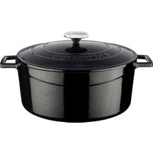 Hepta Collection Metal Döküm Yuvarlak Tencere, 28 Cm, Siyah