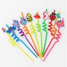 Hepta Collection Efe Mark New-Max Neşeli Hayvan Figürlü Plastik Parti Pipeti 12'li, Hayvanlar