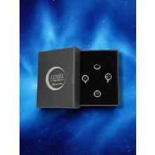 Lunel Silver Elmas Kesim Taşlı Gümüş Takı Seti - Kolye Ucu, Küpe ve Yüzük | Şık ve Göz Alıcı Tasarım