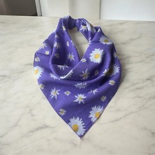 ALS Tasarım Dünyası Mor Renk %100 Koton Içi Papatyadesenli Bandana