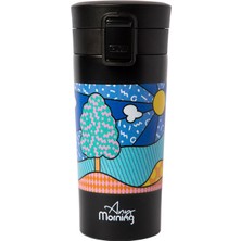 Hepta Collection Any Morning 380 ml Paslanmaz Çelik Termos Mug, Çift Katmanlı, Sızdırmaz Kapaklı, Siyah BA21522