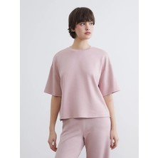LC Waikiki Siyah Bisiklet Yaka Soft Touch Oversize Kadın Tişört  (S6)