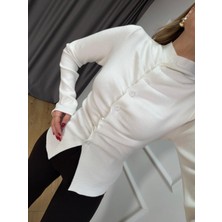 Size Özgü Ekru Volan Düğmeli Hırka