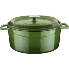 Hepta Collection Döküm Yuvarlak Tencere, Trendy, 28 Cm, 6.71 L Hacim, Yeşil