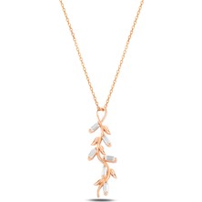 Çekirdek Jewelry Minimal Dal Tasarımlı Işıltılı Kolye 925 Ayar Gümüş