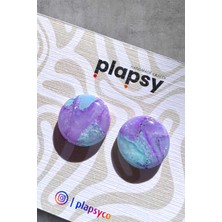 Plapsy - Acqua Marble Button Küpe