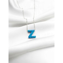 Çekirdek Jewelry 925 Ayar Gümüş Zincirli Opal Taş Harf Kolye
