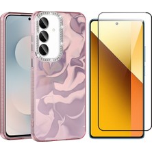 Vendas Samsung Galaxy S25 Fe Kılıf Airbagli Parlak Taş Detay Tasarımlı Zore Esila Kapak + Cam Ekran Koruyucu