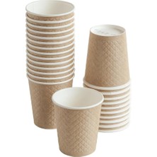 Braventa Collection 25 Adet Kraft Çift Duvarlı Kahve Bardağı 8 Oz, Küçük Kağıt Çay Bardakları 250 Ml, Içecekler, Waffle
