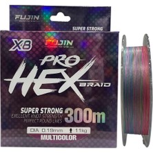 Fujin Pro Hex 8x 300MT 0.19MM Multi Color Ip Örgü Misina