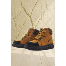 Rakerplus Hakiki Deri Sarı Kahverengi Fermuarlı Erkek Çocuk Bot