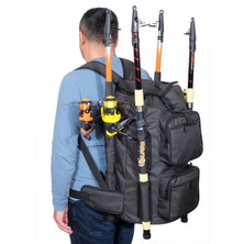 Özbience Siyah Balıkçı Sırt Çantası, 4 Olta Kapasiteli, Hafif ve Şık Tasarım