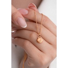 Çekirdek Jewelry 925 Ayar Gümüş Rose İstiridye Kolye