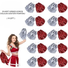Kayem Kay Kırmızı Gümüş Metalik Dolgun Gösteri Ponponu 20 Adet (10 Çift) 658474