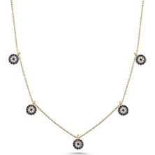 Silverons Göz Zirkon Taşlı Sallantılı Şans Kolyesi