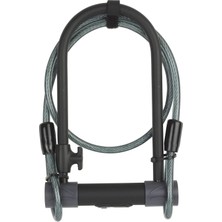 Delixa YUL2C/13/230/1 Yüksek Güvenlikli Kablolu U Bisiklet Kilidi, Siyah/gri