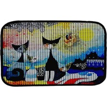Braventa Collection Elekli Desenli Kedi Tuvalet Önü Paspası 60 x 45 cm Gece