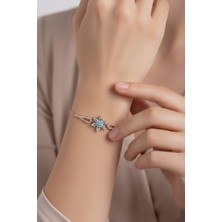 Çekirdek Jewelry 925 Ayar Gümüş Akua Taşlı Çiçek Bileklik