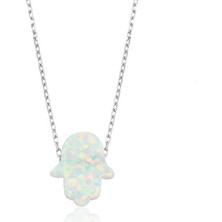 Beyaz Opal Fatma Ana Eli Kolye