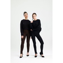 Rose Arya Siyah Paça Gizli Fermuarlı Tayt