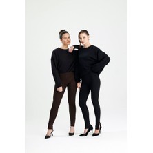 Rose Arya Kahve Paça Gizli Fermuarlı Tayt