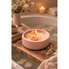 Esmira Candle 🌸 Kahverengi Çiçek Formlu Afrodizyak Aromaterapi Mum (Krem)