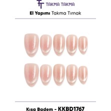 Takma Takma KKBD1768 Kısa Badem 10'lu Tekrar Kullanılabilir El Yapımı Protez Takma Tırnak - Ten Rengi-XS