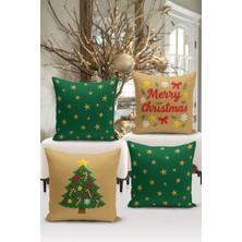 Bertille Home Yılbaşı Serisi Çift Tarafı Dijital Baskılı  4'lü Kırlent Kılıfı Seti (Christmas Noel Cushion Cover)