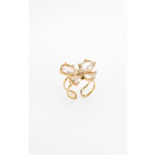 Stella Fortis Işıltılı Kelebek Figürlü Ayarlanabilir Kadın Yüzük - Kristal Taşlı | Paslanmaz Çelik