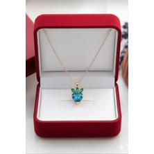 Çekirdek Jewelry 925 Ayar Gümüş Kalplı Taşlı Çilek Kolye