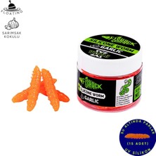 Özbience Yüzen Silikon Kurt - Glow Alabalık Yemi 37MM, Sarımsak Kokulu, Turuncu