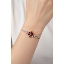 Çekirdek Jewelry 925 Ayar Gümüş Garnet Taşlı Bileklik