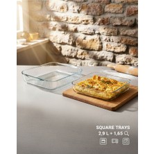 masterchef Elite 2'li Kare Optikli Servis Tabağı,salata Kasesi, Sunumluk, Tabak ve Fırın Kabı