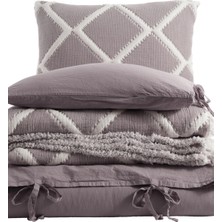 Dantela Garcia Müslin Çift Kişilik Baklava Dilim Yatak Örtüsü & Nevresim Takımı- Bej