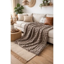 Yünteks Sarar Bubble Tavşan Tüyü Koltuk Örtüsü , Koltuk Şalı , Battaniye 175*215