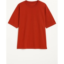 Markapia Woman Kadın Bisiklet Yaka Oversize %100 Pamuk t-Shirt