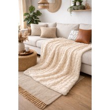 Yünteks Sarar Bubble Tavşan Tüyü Koltuk Örtüsü , Koltuk Şalı , Battaniye 175*215