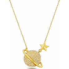 Çekirdek Jewelry 925 Ayar Gümüş Altın Kaplama Gezegen Kolye