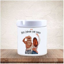 Hediyara İki Kız Arkadaş Her Zaman Yan Yana Seramik Küllük