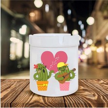 Hediyara Müzisyen Kaktüsler Baskılı Seramik Şık Küllük