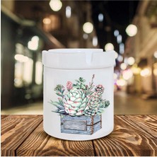 Hediyara Kaktüs Baskılı Seramik Şık Küllük